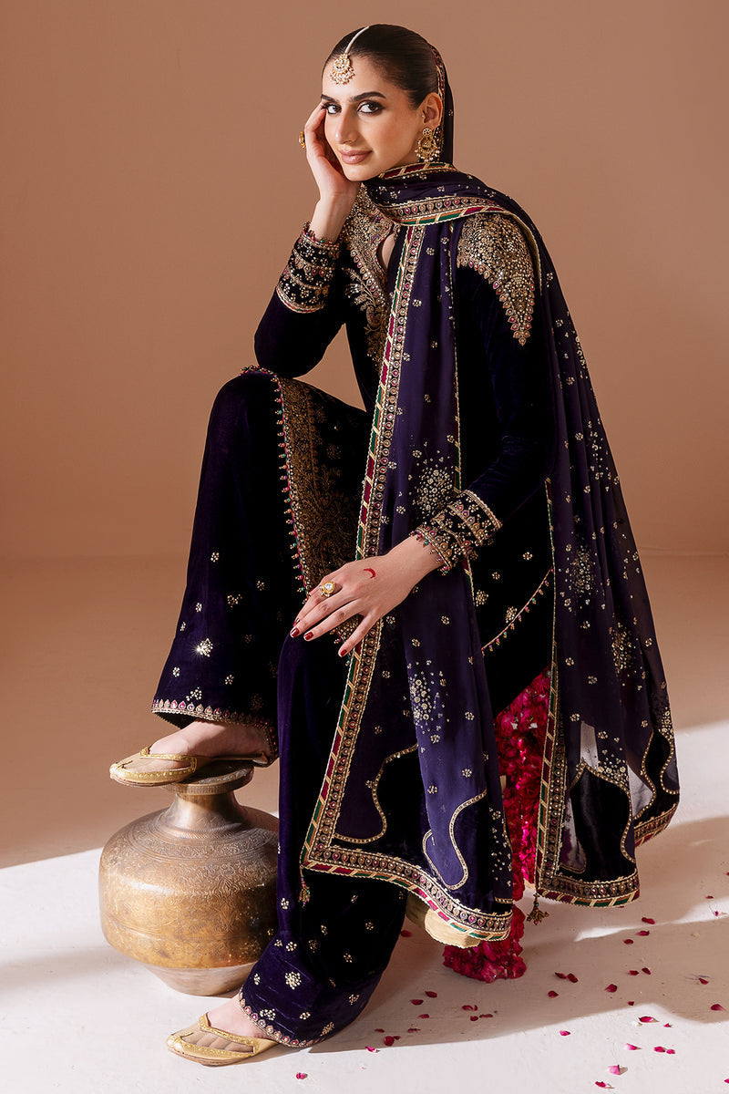 3 Piece Stitched Velvet Suit - Ready To Wear
