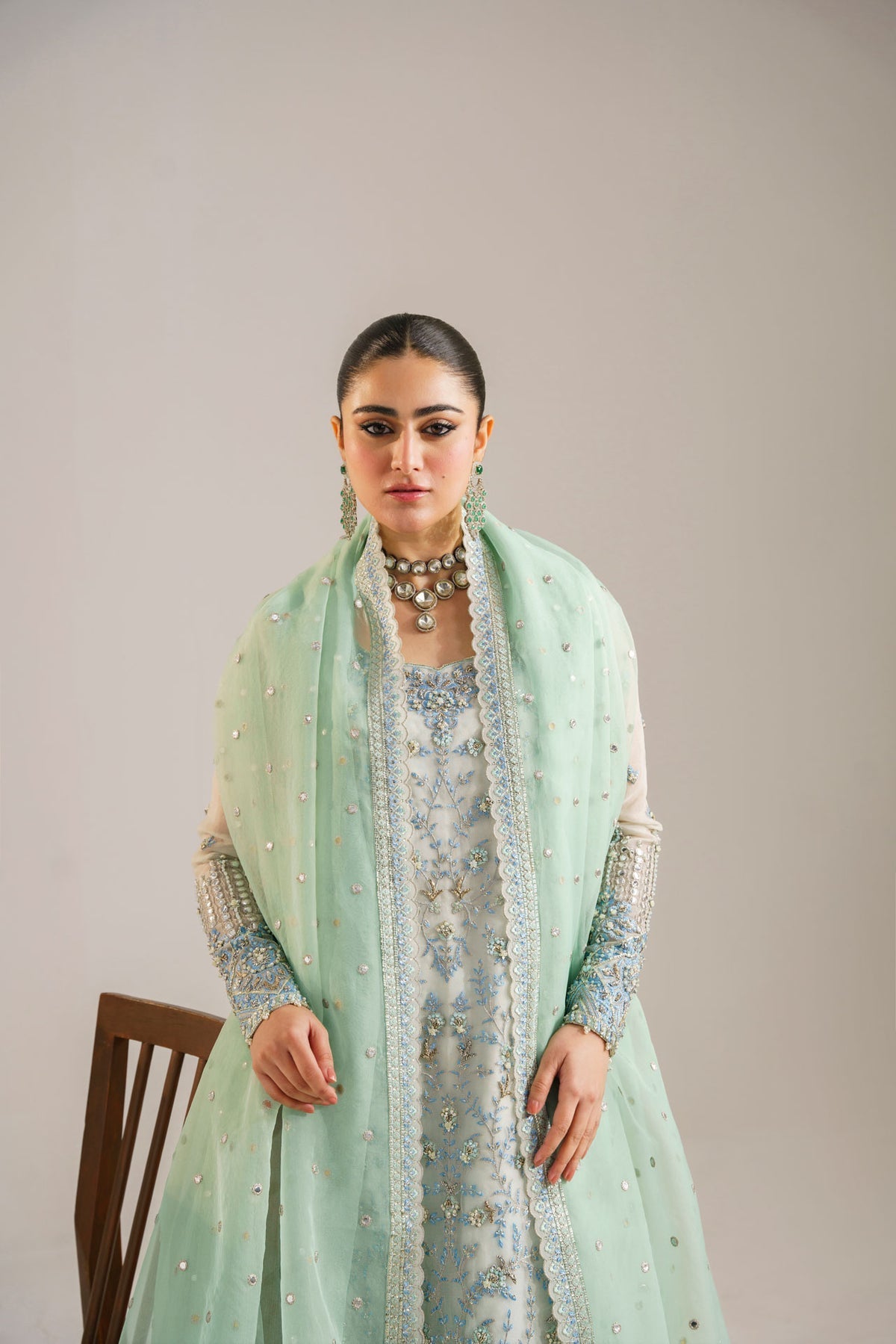 3 Piece Stitched Organza Suit - Ready To Wear