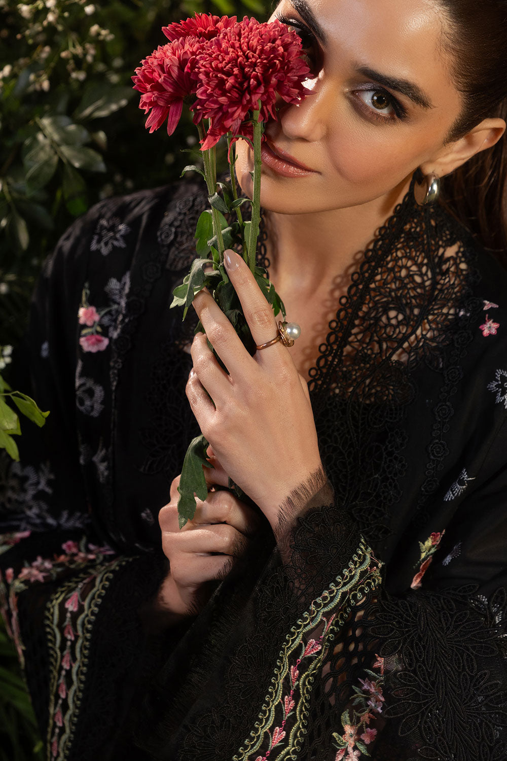 3 Piece Stitched Chikankari Organza Suit - Ready To Wear
