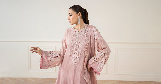 3 Piece Stitched Chiffon Embroidery Suit - Ready To Wear