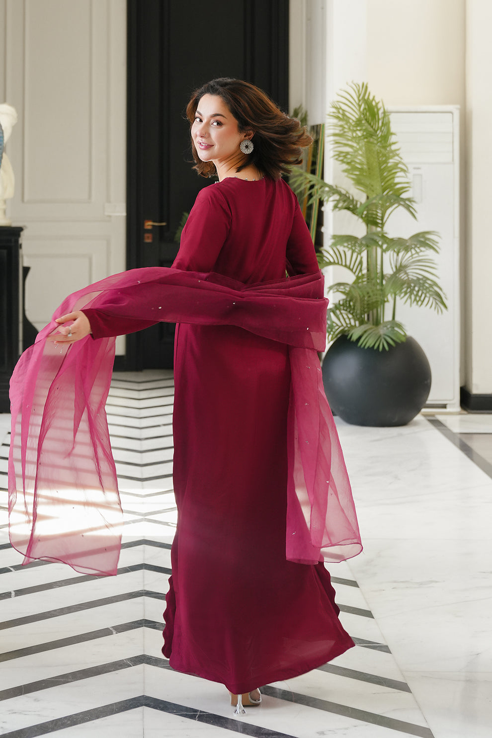 3 Piece Stitched Silk Suit - Ready To Wear